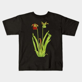 Sweet Pitcherplant - Sarracenia Rubra- Walcott - Botanical Illustration Kids T-Shirt